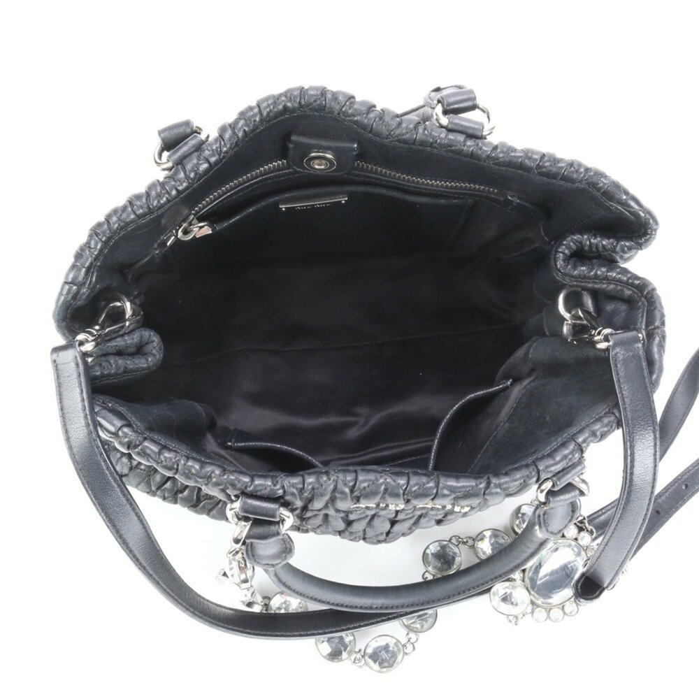 MIU MIU Matelasse Nappa Crystal Leather Shoulder Bag Black - Picture 12 of 15